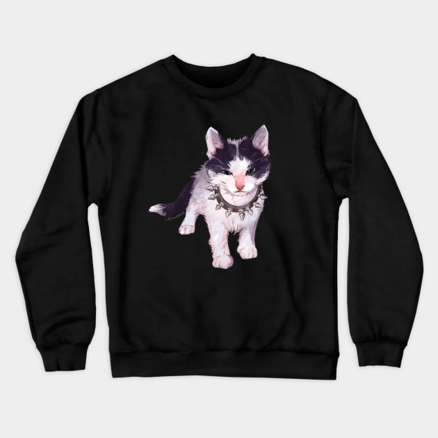 Punk Kitten Crewneck Sweatshirt by Catwheezie